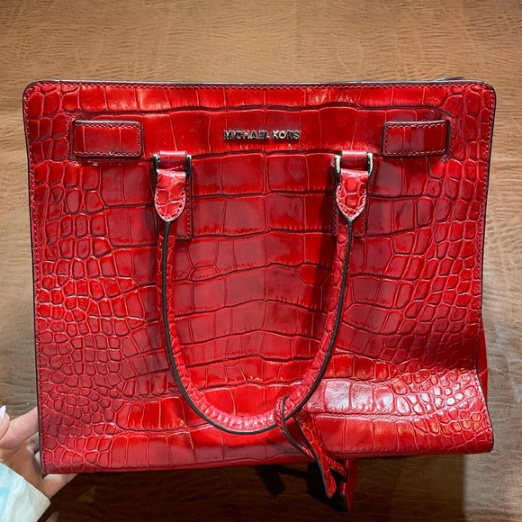 Michael Kors Red Embossed Satchel - Picture 1 of 6
